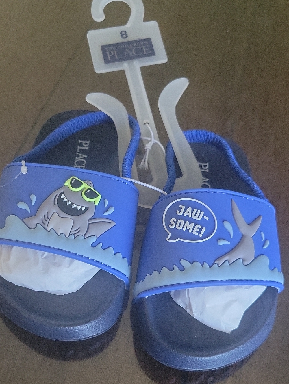 The Children's Place Blue Shark 'Jawsome' Slide Sandals for Kids